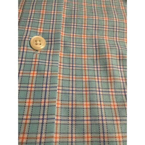 Orvis Men’s Light Blue Orange Wrinkle Free Men’s Medium Button Front Dress Shirt - Picture 3 of 9